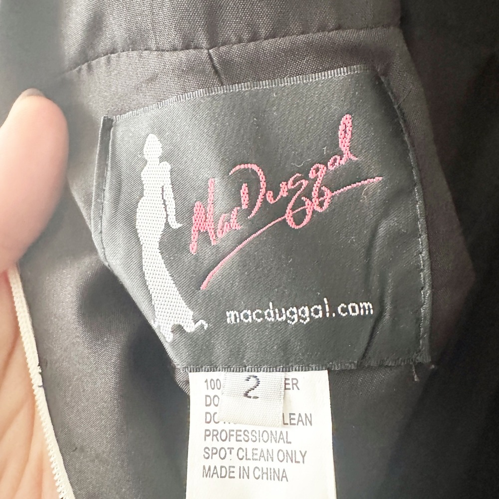 Mac Duggal Black and White Striped Mermaid Evening Gown - Picture 10 of 13